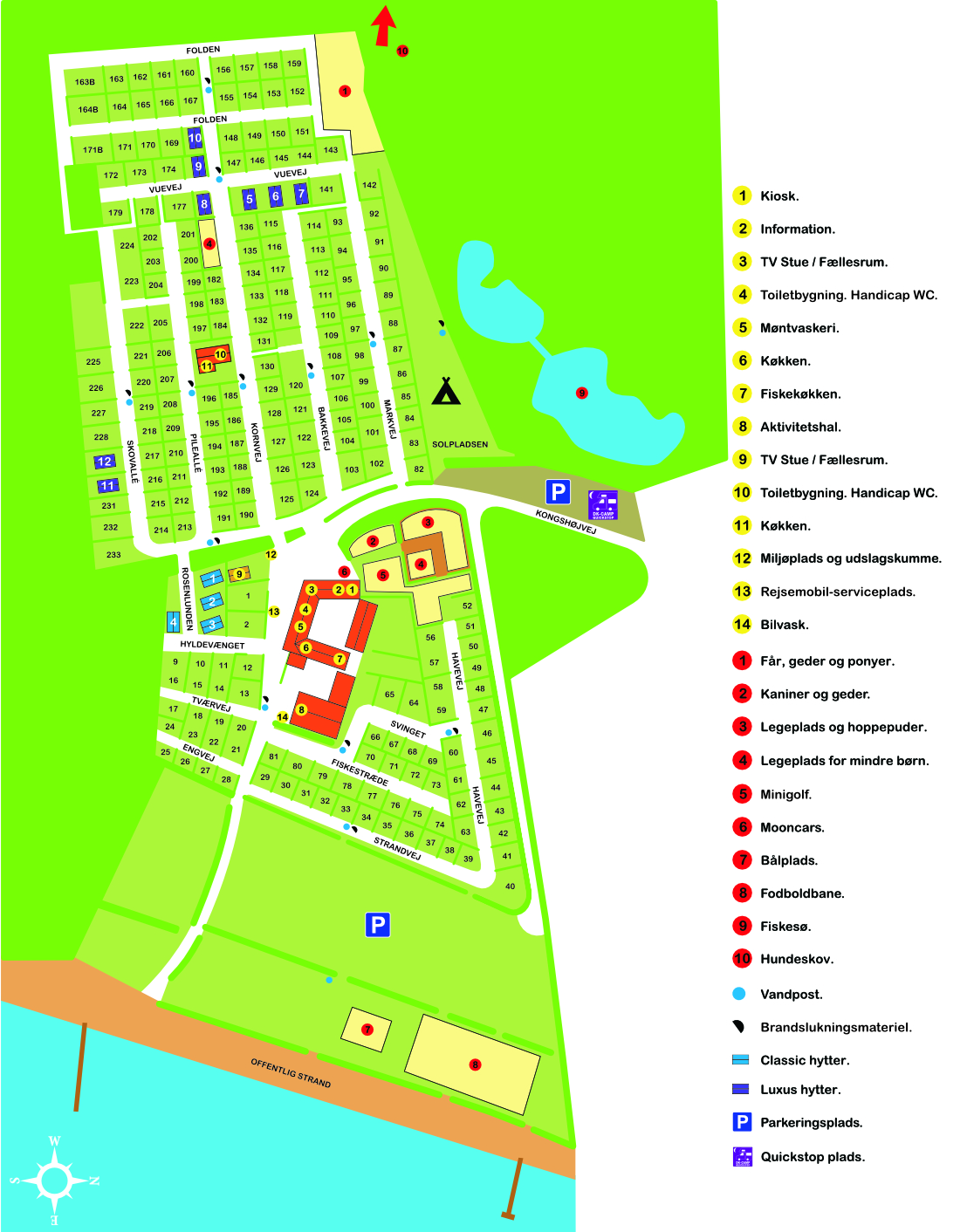 Pladskort over Kongshøj Strand Camping