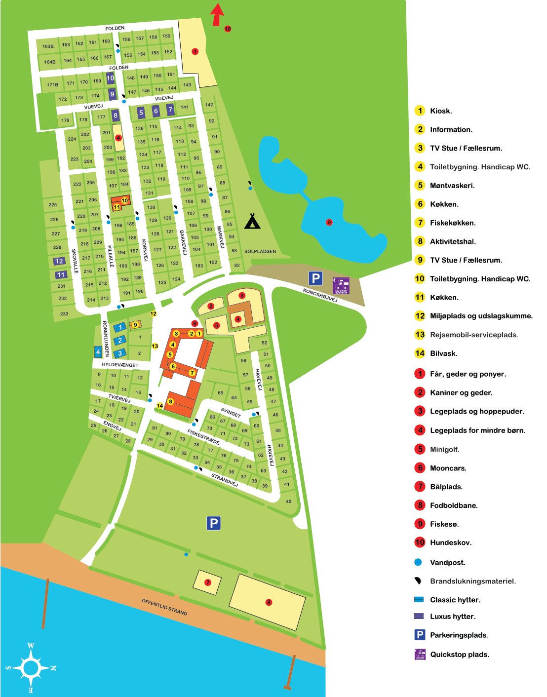 Pladskort over Kongshøj Strand Camping